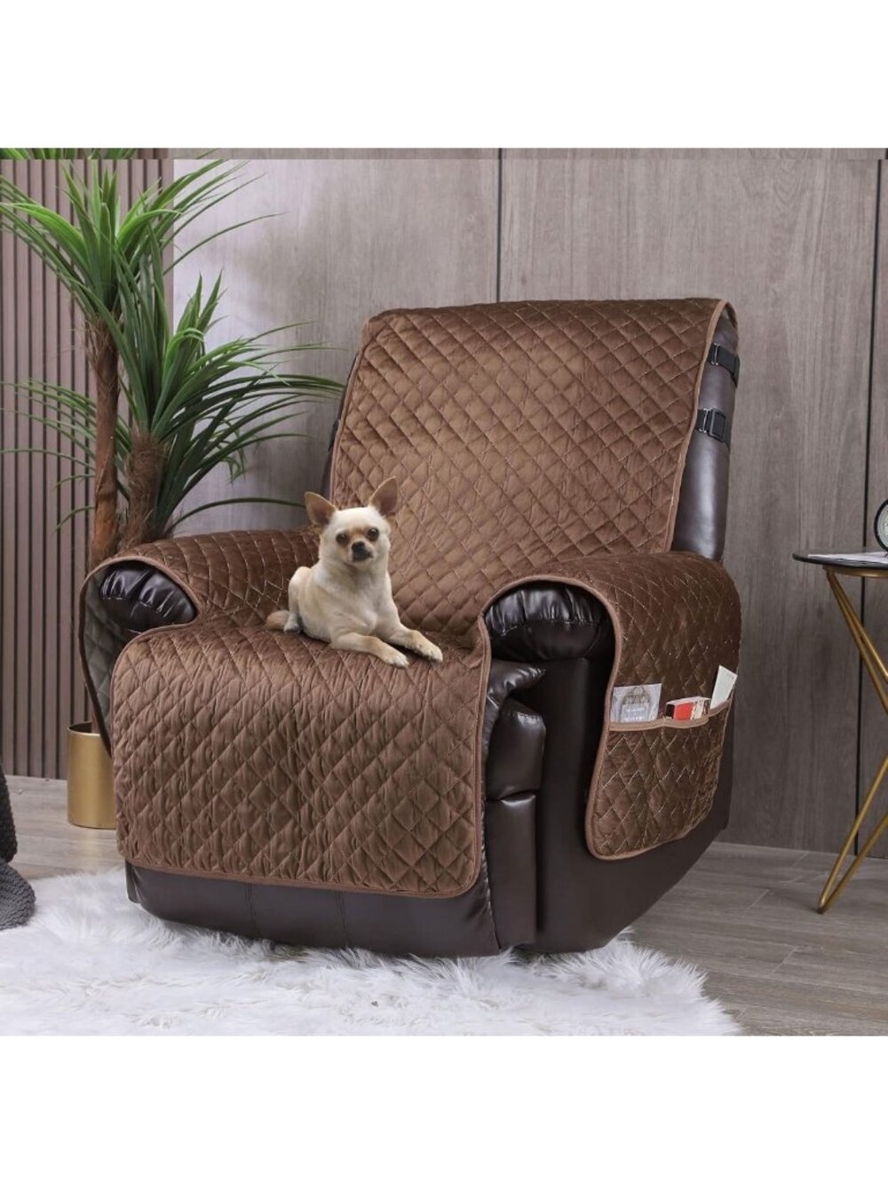 Non-Slip Waterproof Velvet Recliner Cover - Large Reversible Furniture Protector